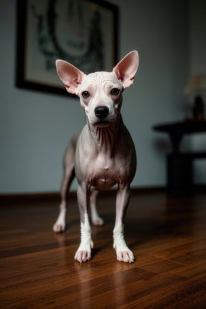 Portrait of a dog of the breed American Hairless Terrierの素材