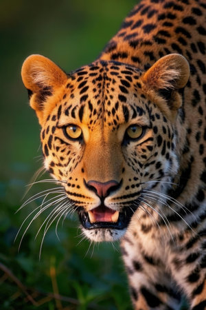 Bench in the garden with green grass and trees on the background.の素材