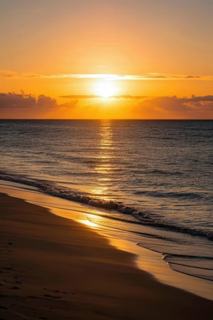 Beautiful sunset on the beach in Cayo Largo, Cubaの素材
