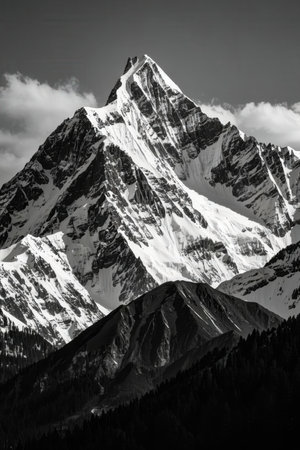 Matterhorn peak, Zermatt, Switzerland in black and whiteの素材