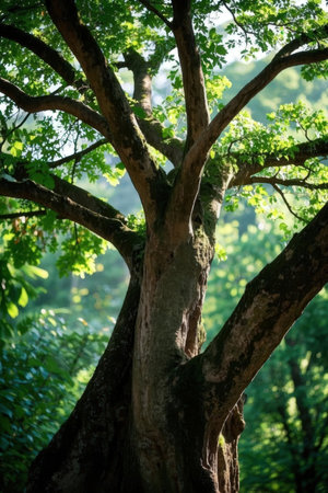 Beautiful tree in the forest. Nature background. Selective focus.の素材