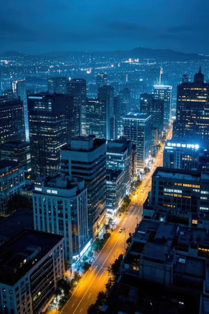 Night view of the city of Seoul, South Korea, Asia.の素材