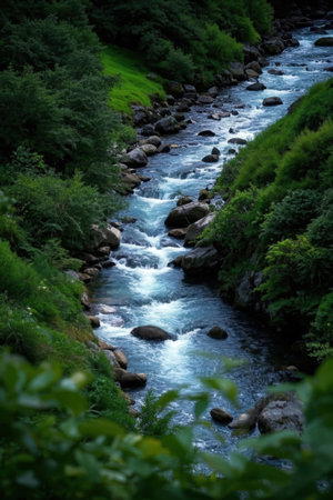 abstract background of blue and yellow curved lines in the form of wavesの素材