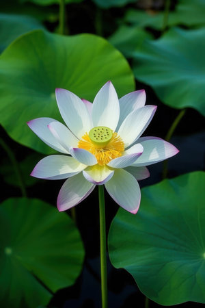 Beautiful winter landscape with river and snow-capped mountain.の素材