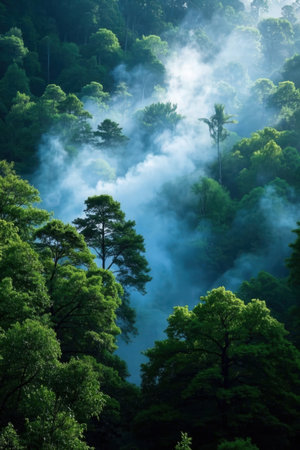 Morning fog in the forest, South Korea,Seoul\\"\"\""の素材