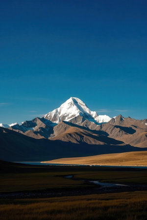 sunset over green field and blue sky with clouds, nature seriesの素材