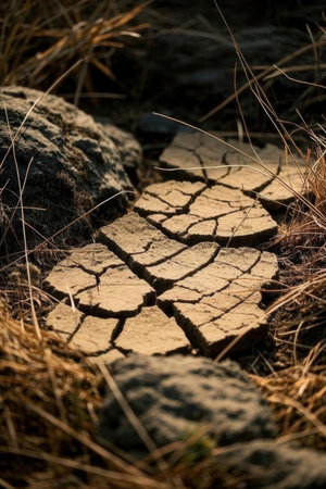 Dry and cracked earth. Global warming, climate change concept.の素材