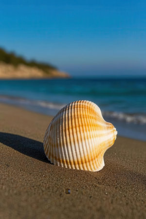 Seashell on the sand by the sea in the summer.の素材