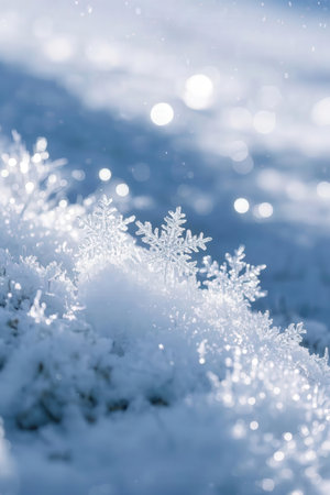 Winter background with snowflakes and bokeh, shallow dofの素材