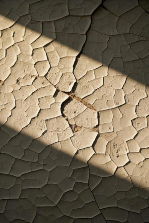 Cracks in the wall of a house, closeup of photoの素材