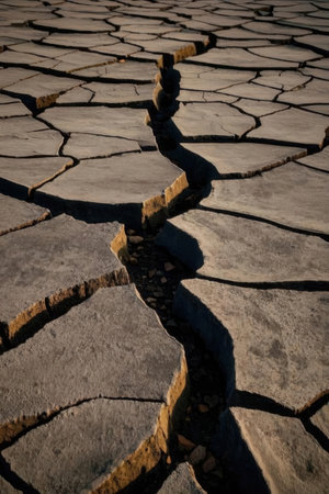 Dry cracked earth background. Global warming, climate change concept.の素材