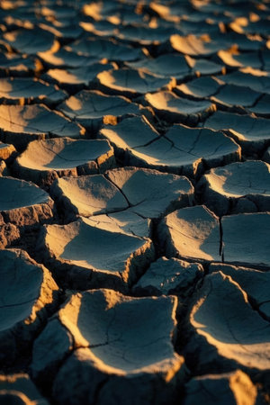 Dry cracked earth background. Global warming concept. Global warming.の素材