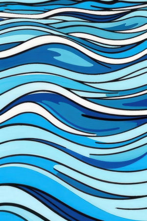 abstract background of blue and white wavy lines. 3d renderingの素材
