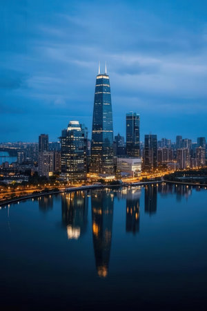 Beautiful night view of Shanghai Lujiazui Financial District, Chinaの素材