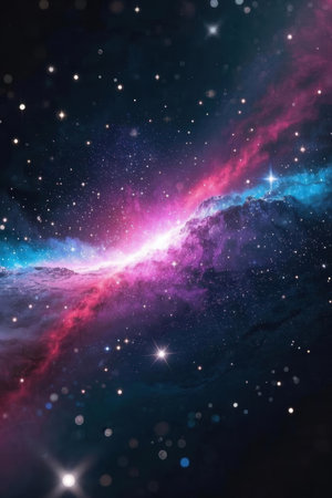 Beautiful space background with nebula and stars. 3D renderingの素材