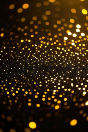 golden glitter vintage lights background. gold and black. de focusedの素材