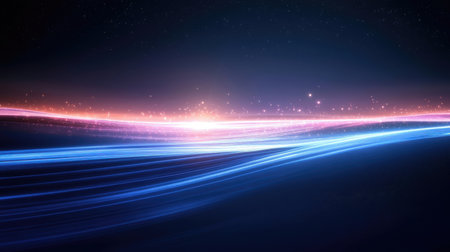 Futuristic abstract background with glowing lines and bokeh effectの素材