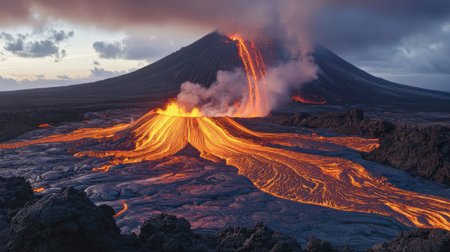 Volcanic eruption at Mount Bromo, East Java, Indonesiaの素材