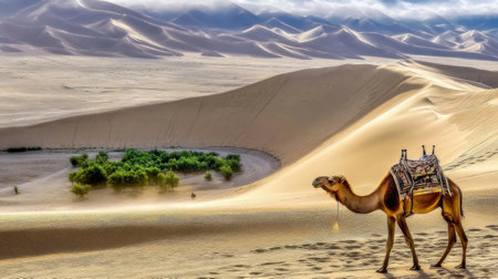 Camel in the sand dunes of Maspalomas, Gran Canariaの素材