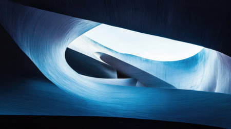 abstract background of the blue tunnel with light in the end.の素材