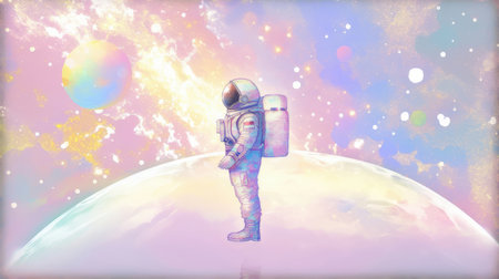 Astronaut in outer space. Elements of this image furnished by NASAの素材