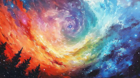 Cosmic space and stars, color cosmic abstract background with nebulae.の素材