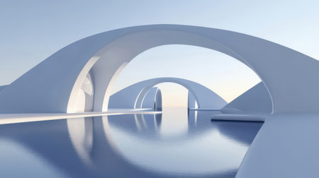 Abstract modern architecture background, empty open space interior. 3D renderingの素材