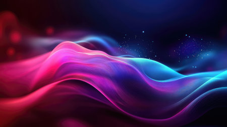 3d rendering, abstract background with colorful waves, lines and bokehの素材