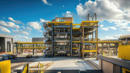 Industrial landscape of a large industrial building. Refinery plant.の素材