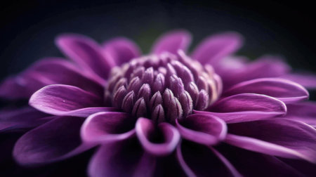 Close up of purple chrysanthemum flower on black backgroundの素材