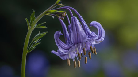 A close up of the stamens of a bluebell flower.の素材