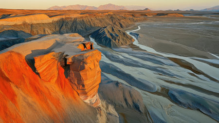 Colorful sandstone formations in Badlands National Park, South Dakotaの素材