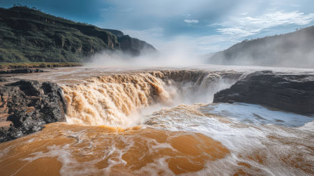 Gullfoss waterfall, Iceland, Europe. Panoramic viewの素材