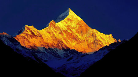 Mountain peak at night, Annapurna Conservation Area, Nepalの素材
