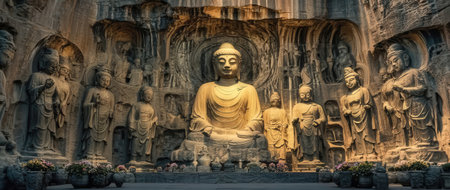 Buddha statue in Longmen Grottoes, Luang Prabang, Laosの素材