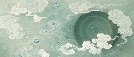Abstract background with moon and clouds. Vector illustration for your design.の素材