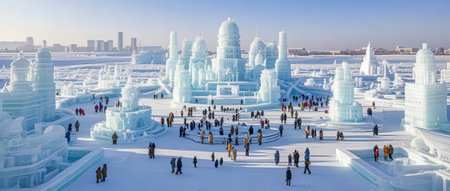 Harbin International Ice and Snow Sculpture Festival is an annual winter festival.の素材