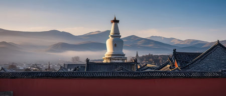 Buddhist stupa in the city of Lhasa, Tibetの素材