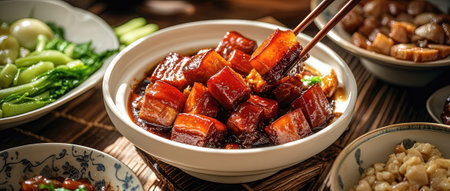 Chinese cuisine, braised duck in soy sauce, close-upの素材