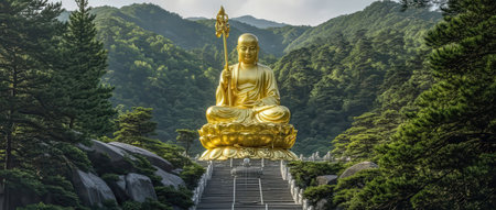 Buddha statue in Hong Kong. Panoramic image.の素材