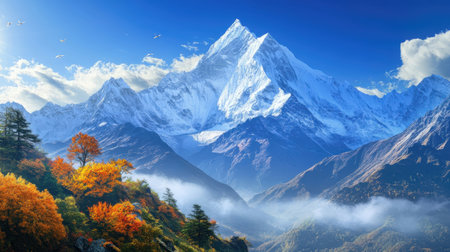 Beautiful autumn landscape in Himalayas, Annapurna Circuit Trek, Nepalの素材