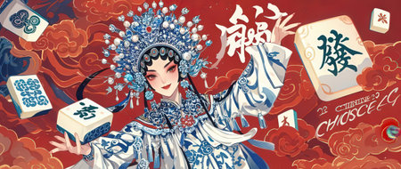 Chinese New Year Greeting Card. Chinese characters mean Happy New Year.の素材