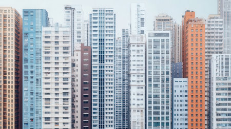 Cityscape with various buildingsの素材