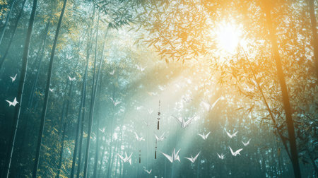 Green forest with sunlightの素材