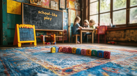 Classroom with colorful decorationsの素材