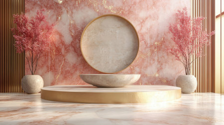 Pink platform with minimalist backgroundの素材