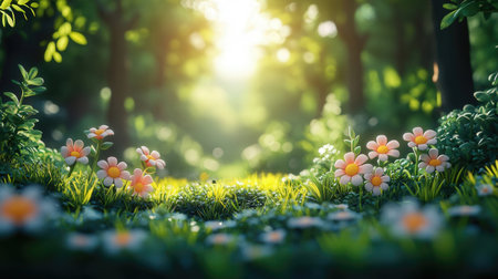 Green fantasy landscape with sphereの素材