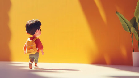 Cartoon student with backpackの素材