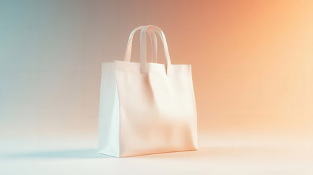 White shopping bag with minimalist backgroundの素材