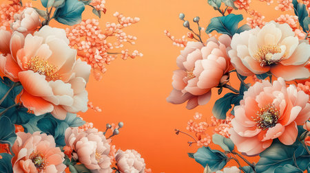 Orange floral arrangement with detailed petalsの素材